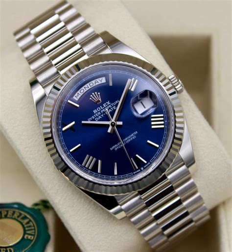 day date rolex stahl blau|Rolex Day-Date watches.